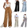 Autumn and Winter New Women's High Waist Casual Pants Solid Corduroy Splice Slit Bottom Pants Women