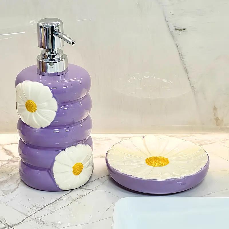 410ml creative daisy lotion separately bottled household toilet bathroom press type shower gel hand sanitizer bottle ceramic