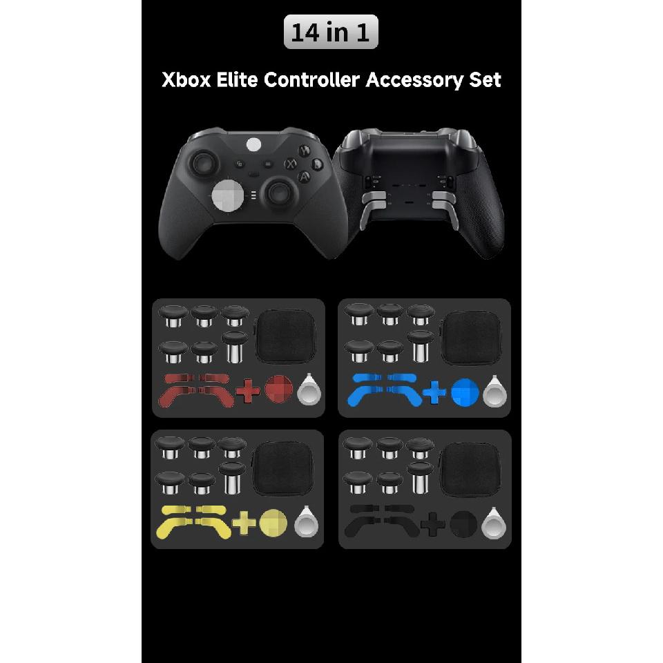 For Xbox One Elite Series 2 Controller Accessories Kit Metal D-Pad Trigger Paddles Repair Set Gamepad Thumb Stick Grips