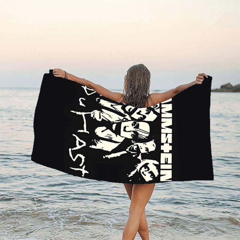 1pc Rammstein1 Beach Towel, Beach and Seaside Swimming Pool Equipment, Fashion Pattern, Rectangular, Travel Essentials