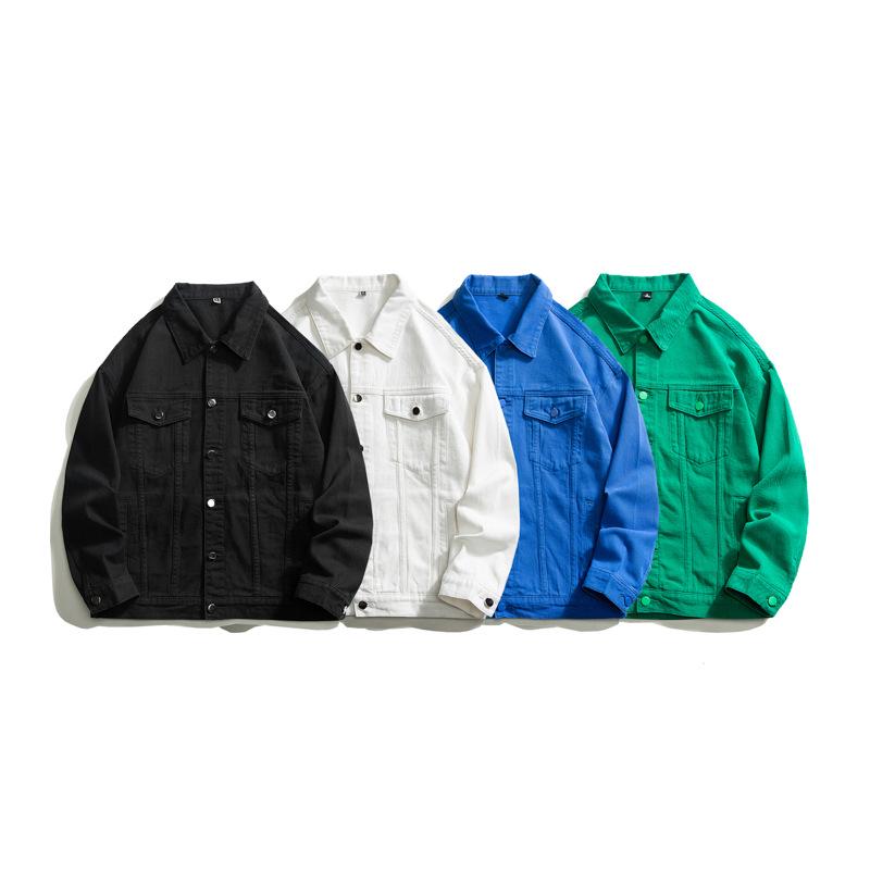 Muqiu Men's Denim Jacket | American-Style Casual Solid Color, Loose Fit, All-Match Top