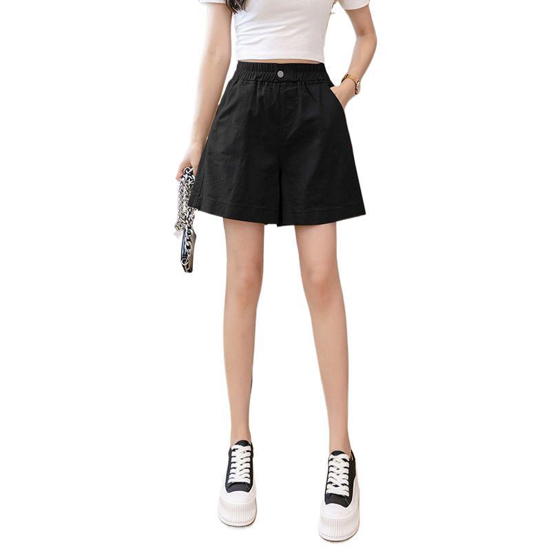 Women's High Waist Pure Cotton Washed Shorts - Summer 2026 Korean Style, Casual, Slimming, Wide Leg, Loose Fit, Four-Point Length.