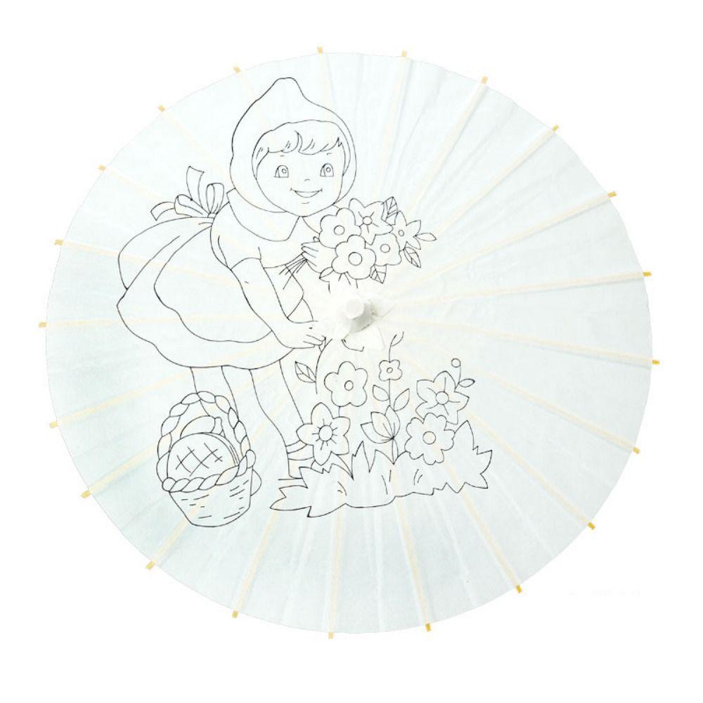 Vintage Blank Paper Umbrella DIY Chinese Umbrella Wood Drawing Umbrella  Wedding Party Favors