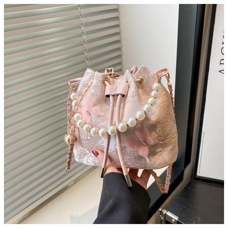 Новая китайская сумка-ведро с бабочками 2025 новая жемчужная сумочка сказочная универсальная плечевая сумка-кроссбоди ведро