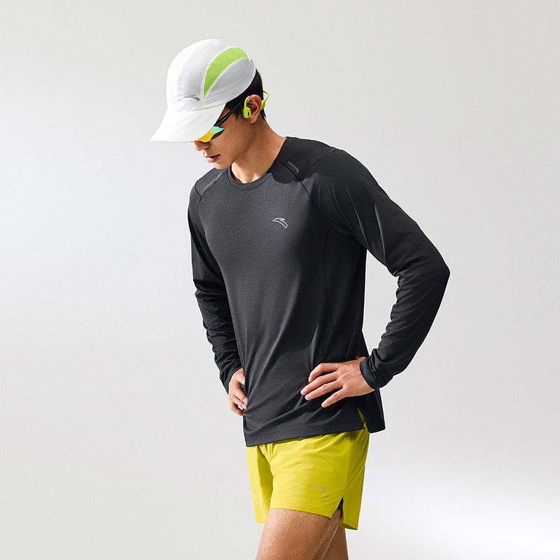 Anta Breathable Sun Protection Long Sleeve T-Shirt Men tops Black Gray 952635405-2