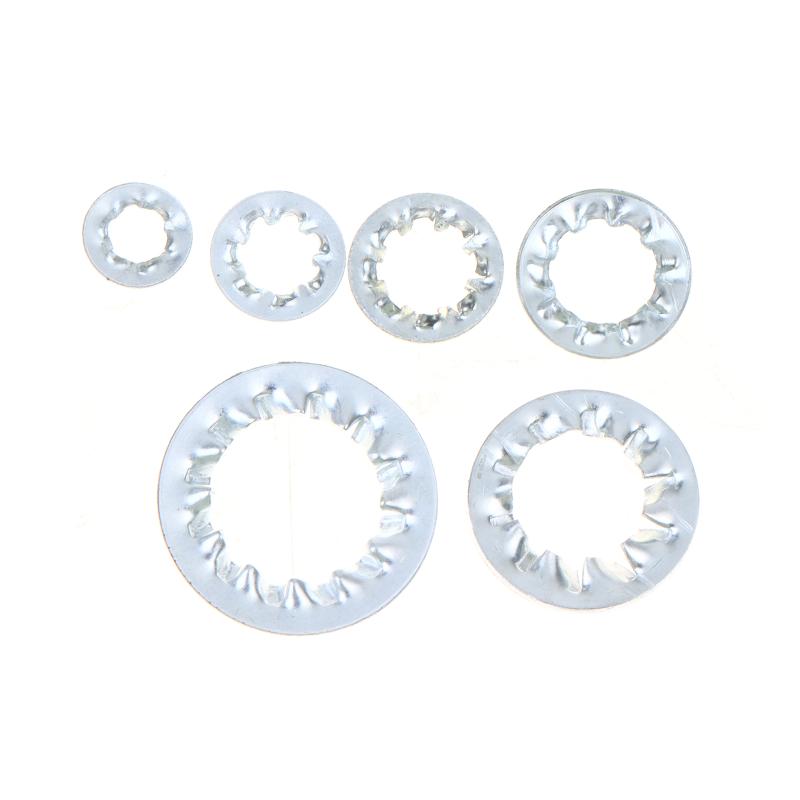 100Pcs M3-M16 Galvanized Carbon Steel Internal Toothed Lock Washers for Electrical Equipment Installation Repairs