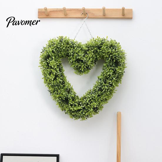 Lazy Friendly Plant Decor Artificial Heart Wreath Fake Green for Wall Door No Watering Window Indoor Outdoor Use Care Required Realistic Hanging