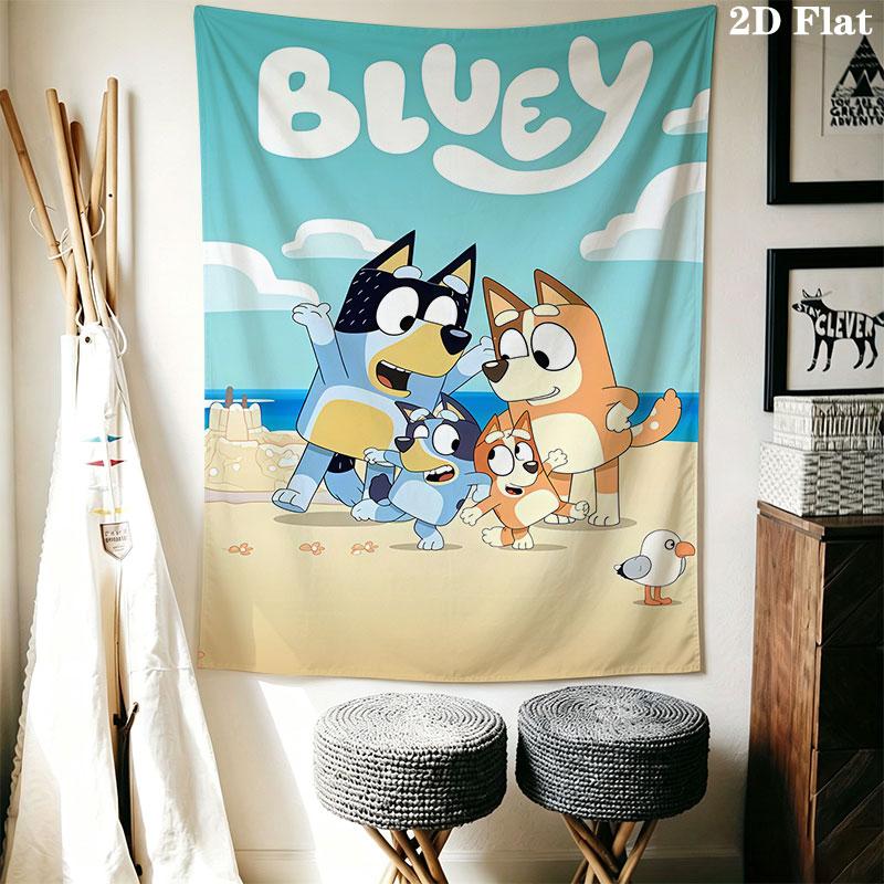 Bluey cartoon Wall Hanging Printed Fabric Blanket Decorative Tapestries for Bedroom Living Room Home Decor