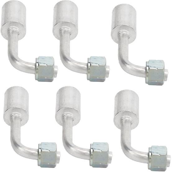 Car AC Aluminum Connector, 10Pcs 3/8in 90 Degree Bend Air Conditioning Splicer Hose Fittings Adaptor Connector Joint Pipe Swivel Coupling Universal