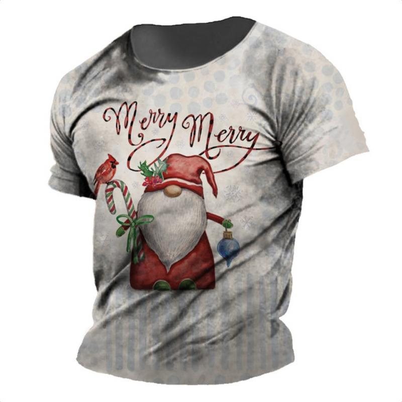 

Різдвяна футболка з принтом Санта-Клауса з коротким рукавом, чоловіча футболка, фестивальний одяг, повсякденні топи, вільні великі футболки для чоловіків, футболки 4XL