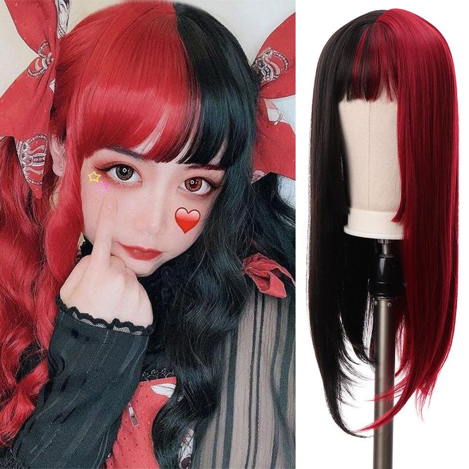 Buy MSTN Long Straight Wine Red Wig With Bangs Synthetic Hair Wigs Bang  With Wig For Women Wine Red Heat Resistant Wigs at affordable prices — free  shipping, real reviews with photos —