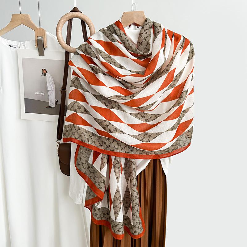 New Scarf Women's Autumn and Winter High-end Fashion Chain Cotton and Linen Scarf Women's Warm Yarn Shawl