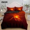 Sada povlaku na peřinu Volcano Velikost King Vzor Katastrofa Červená Žlutá Přikrývka Mikrovlákno Lávové Povlečení pro Dospělého Chlapce Muže Teenagera