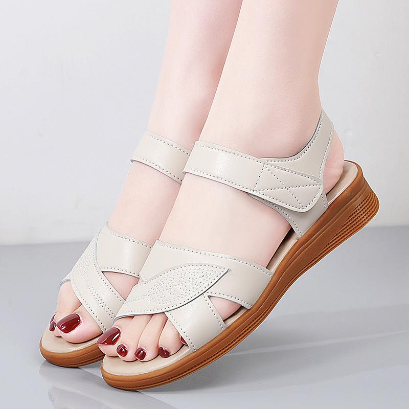 Women Summer Flats Sandals Outdoor Dressy Open Toe Casual Girls Big Size Black Sandals