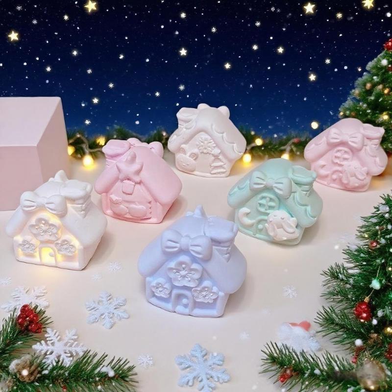 WTEMPO Creative Christmas-House-Shaped Silicone Molds Christmas Candle/Resin Liquid Handicrafts Making Molds Christmas Festival Decorations DIY Molds