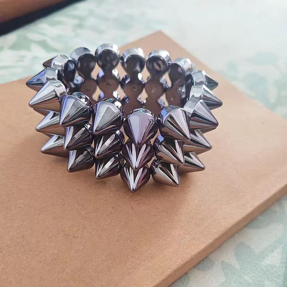 Three-row Punk Style Bracelets Y2K Jewelry Goth Rock Bangle Cool Rivet Cone Bracelets  Hip-hop