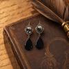 1 Pair Hook Earrings, Water Drop Imitation Gemstone Hollow Lace Metal Frame Drop Earrings, Double-Layered Pendants Earrings for Jewelry Gift