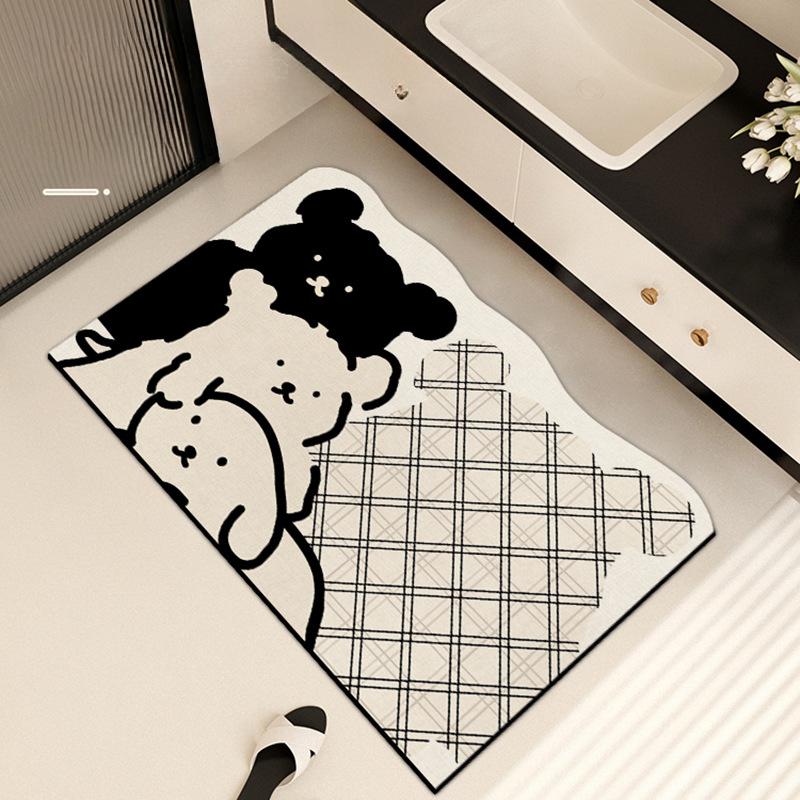 Cartoon Puppy Toilet Floor Mat Absorbent Bathroom Cabinet Floor Mat Non-slip Diatom Mud Floor Mat Toilet Carpet Bathroom
