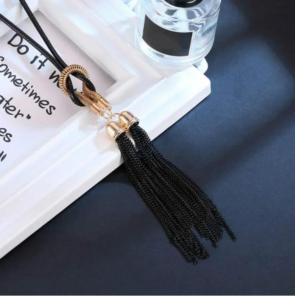 New Korean Version Simple Fashionable Versatile Tassel Long Necklace for Women's Sweater Chain Accessories Creative Gifts