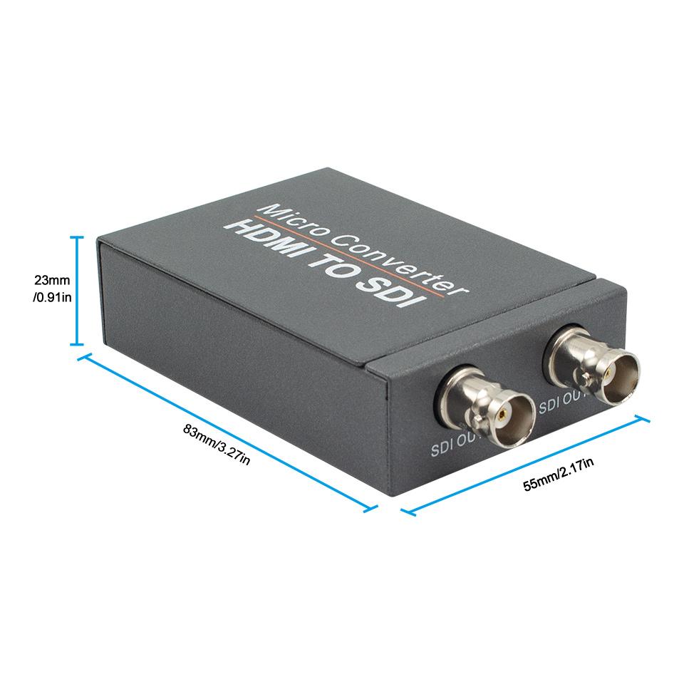 Convertidor de HDMI a SDI, HDMI a SDI Dos Salidas SDI Incrustador de Audio Soporte HDMI 1.3, Detección Automática de Formato 3G/HD-SDI Extensor