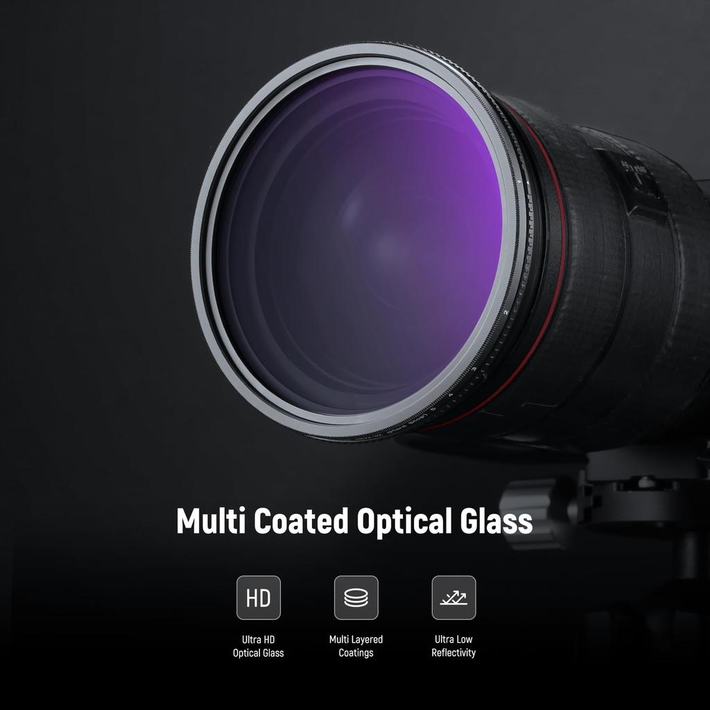 NEEWER 77mm True Color Variabel ND Harde Stop Beperkte Neutrale Dichtheid HD Optisch Geen Aluminium en Filter, ND2-32 (1-5 Stops), Filter, Meerlaags Gecoat