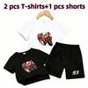 Outdoor Street Motorcycle Rennwagen Muster Druck Nr. 93 Kinder T-Shirt und Shorts 2-teiliges Set Sommer Haus Freizeit Outfit Jungen und Mädchen Sport Set