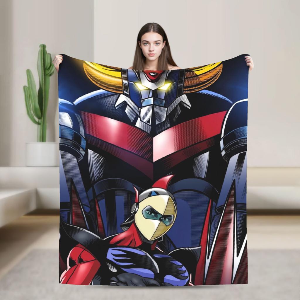 Goldorak Cartoon Blanket  Super Soft Print Plush Bedding Throws For Couch Chair Airplane Travel Flannel Bedspread Bed Cover