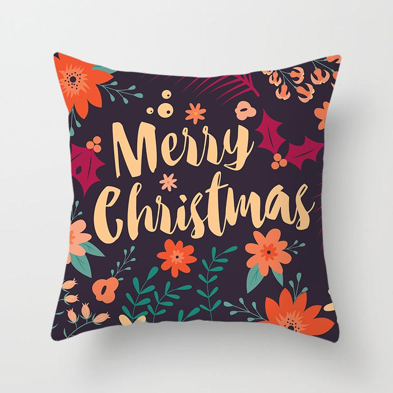 Merry Christmas Printed Pillowcase Christmas Style Cushion Cover Home Sofa Decor Throw Pillowcase