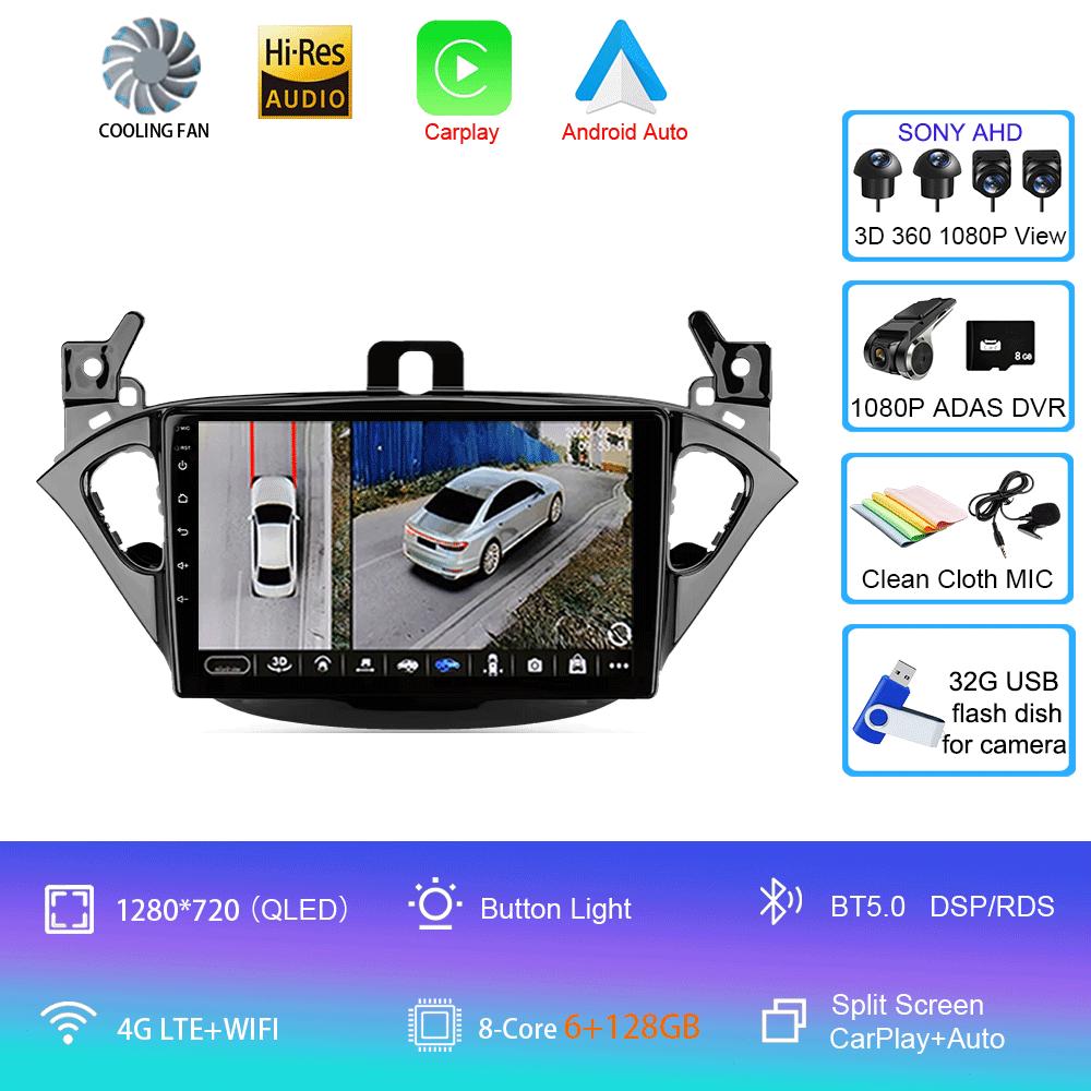 Car Radio Android 14 Carplay For Opel Corsa 2015 - 2019 or Adam 2013 -2016 Navigation GPS Multimedia Player WiFi+4G Stereo Video
