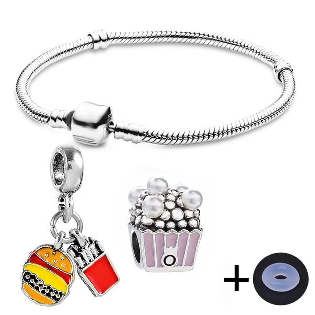 

Винтажный серебряный цвет, цепочка в виде змеи, простые браслеты-подвески с губной помадой, брендовый браслет на высоком каблуке с хрустальным шаром для женщин, ювелирные изделия 19cm