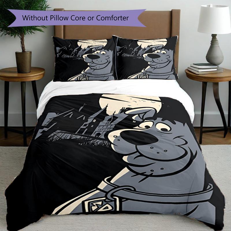 3pcs Duvet Cover Set (1*Duvet Cover + 2*Pillowcase, Without Core), Scooby Print Bedding Set, Bedroom Decor, All‑Season, Birthday Gift