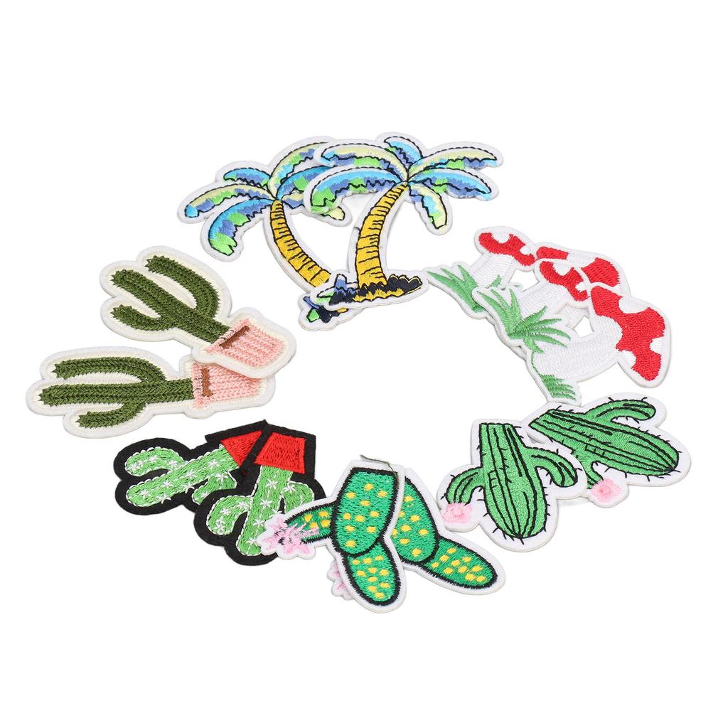 12pcs Plant Patches DIY Decoration Plant Appearance Cotton Iron On Patches Easy Iron Embroidered Patch for Dress Package
