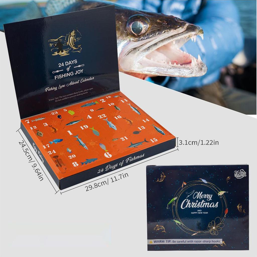 Fishing Christmas Calendar 24 Days Fishing Lures Set Realistic Lures Baits For Anglers Men Boys Teen Nearshore Rivers Lakes