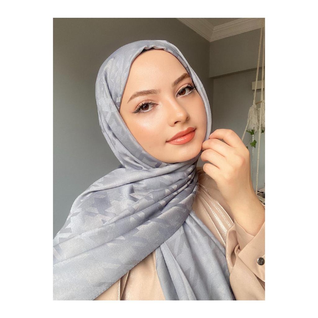 Houndsfoot Patterned Silky Jacquard Shawl