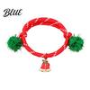 Cute Snowman Wrist Decor Christmas Bracelets Red Green String Bracelet Adjustable Rope Bracelet with Bag Charm Lanyard And Tinsel Pom Poms Holiday