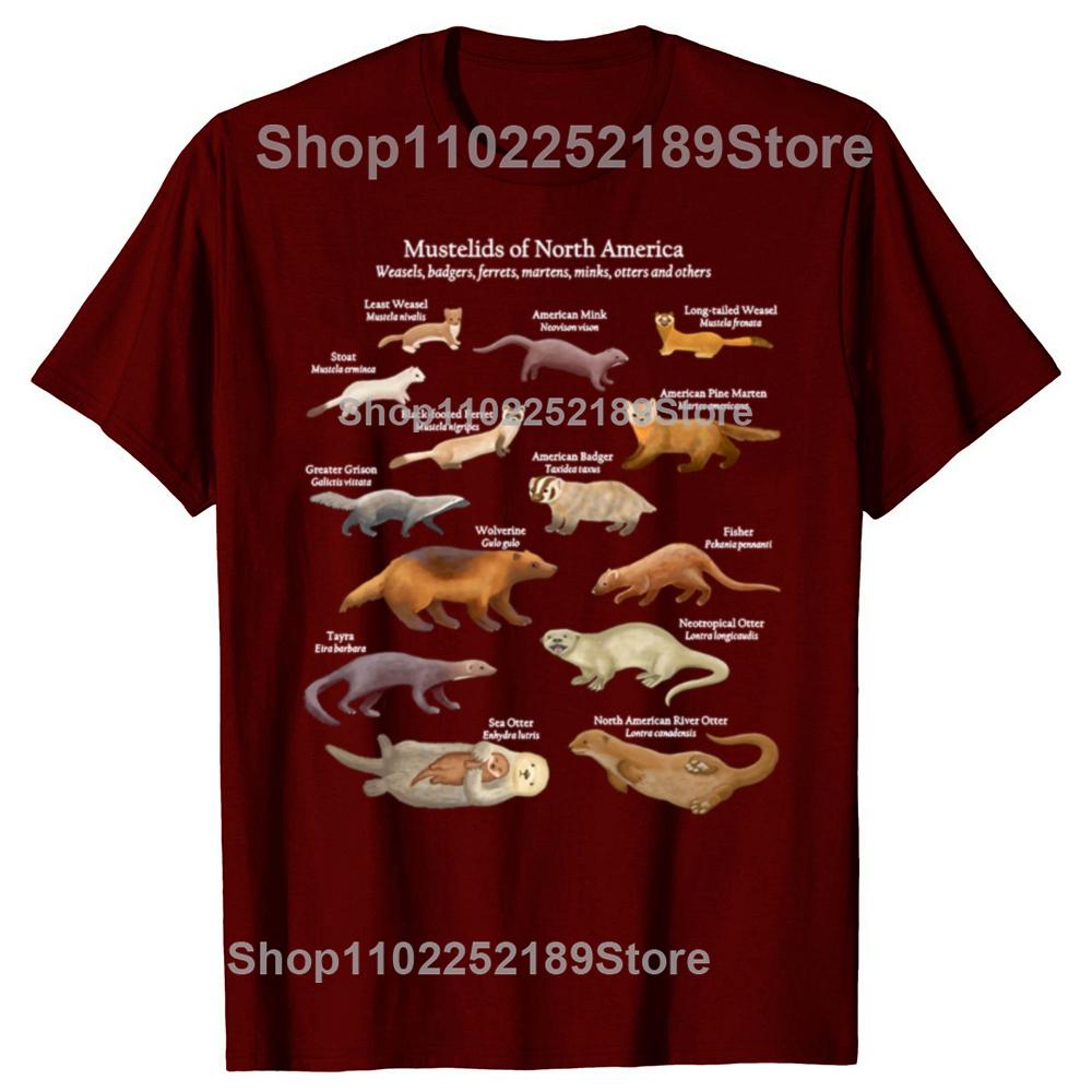 Funny Mustelids of North America Weasels Otter Mink and More T-shirts Men Casual Tshirt 100% Cotton Loose Oversized T Shirt