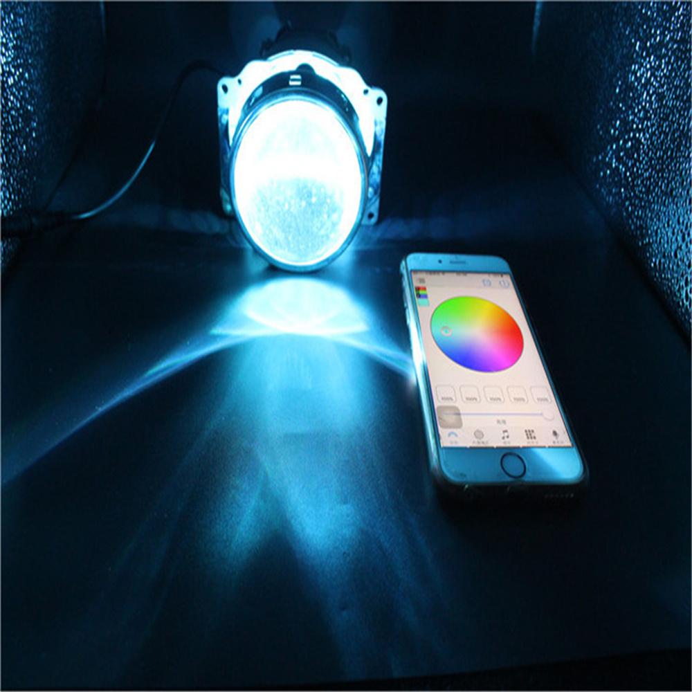 Pair RGB LED Devil Eyes Demon Eye Car Headlight Projector Bluetooth Control