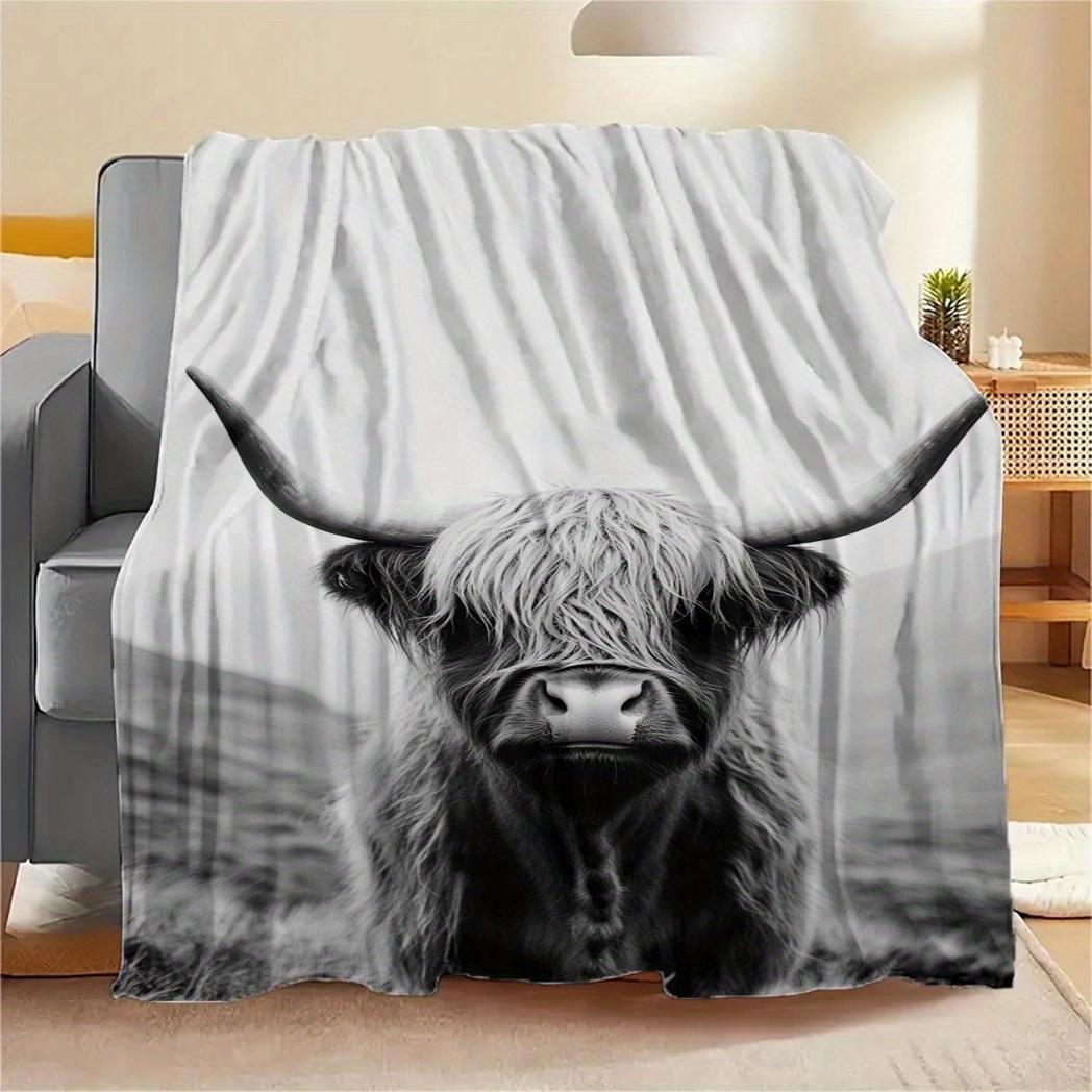 

Scottish Highland Cow Soft Flannel Throw Blanket Machine Washable, Perfect for Couch, Bed, Travel, Camping & Office 30x40in