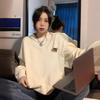 Fleece thickened autumn and winter crayon small crew neck sweater men's and women's Korean version lazy style versatile wholesale jacket