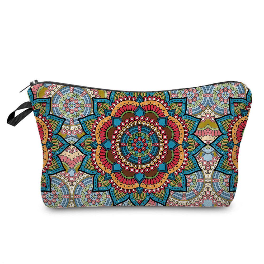 Women Datura Flower Print Cosmetic Bag Toiletries Organize Travel Storage Case 6671