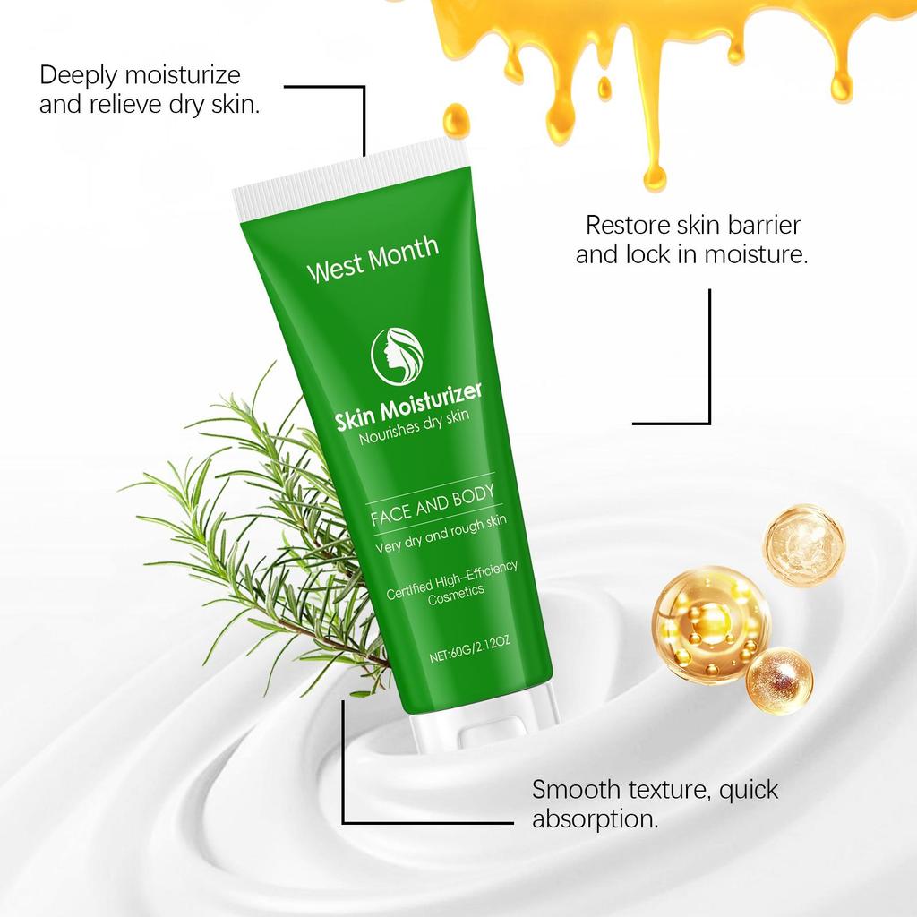 West&Month Moisturizing Cream - Gently Hydrates and Smooths Facial Skin, Repairs Dryness, Provides Moisture and Radiance Cream 60g
