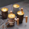 1PC Creative Wooden Handle Coarse Pottery Coffee Cup Japanese Retro Ceramic Mug Vintage Tea Cup