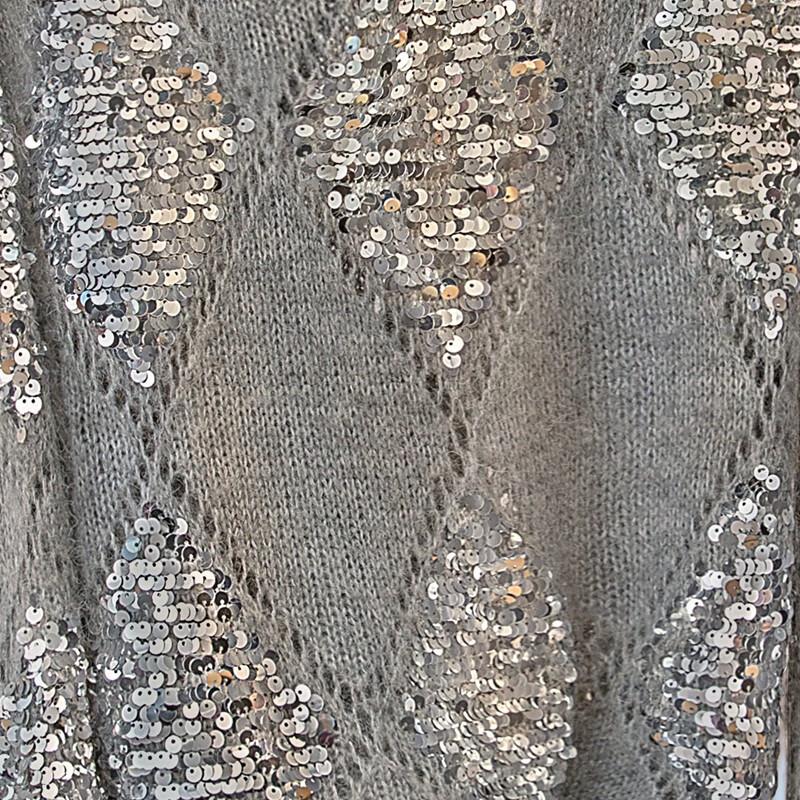 Women's Sequin Drop Shoulder Round Neck Knit Sweater