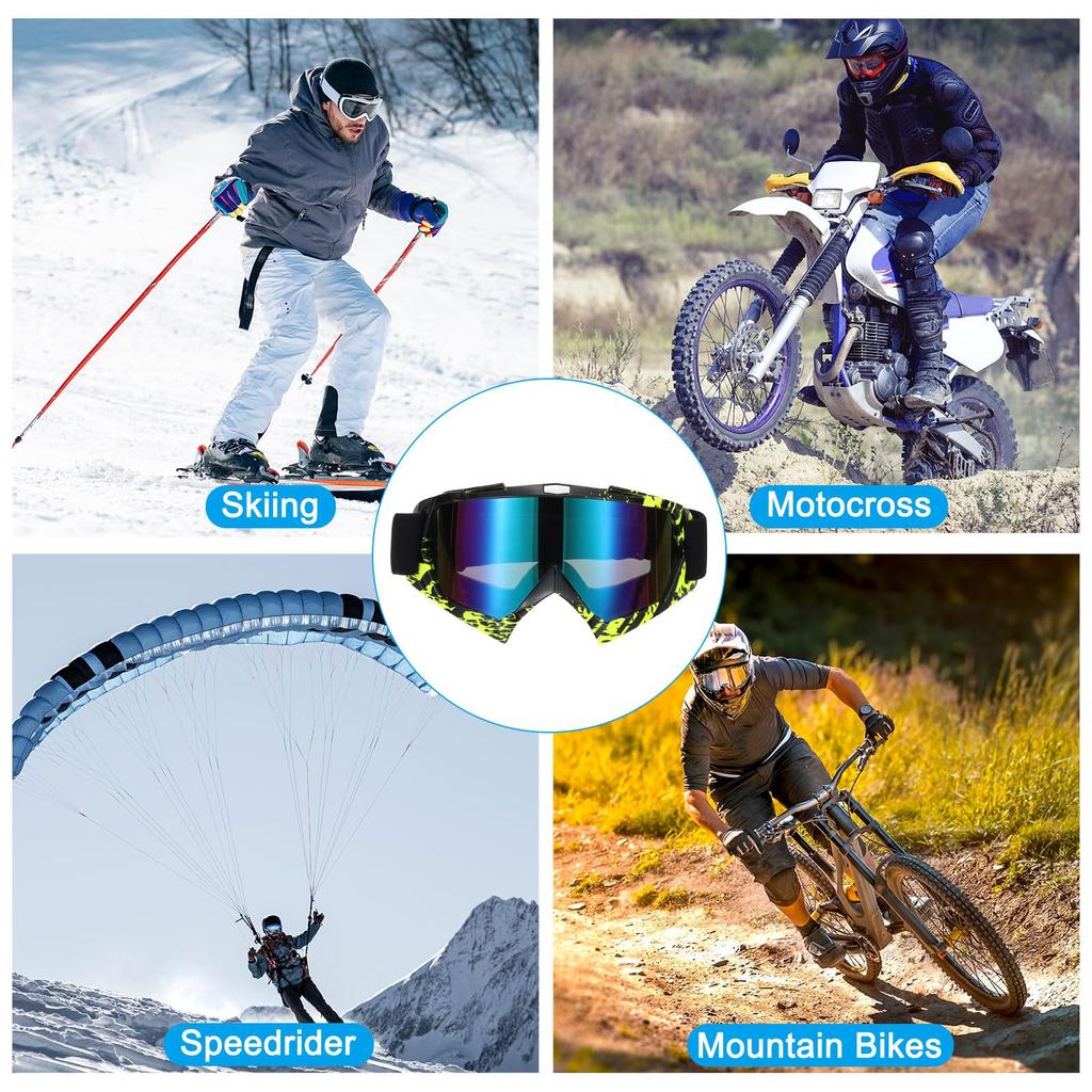 Dirt Bike Motorcycle ATV Ski Racing Helmet for Mountain Ski Yellow Black with Colorful Lenses [PATIKIL] Goggles, Goggles, Goggles, Goggles, Goggles,