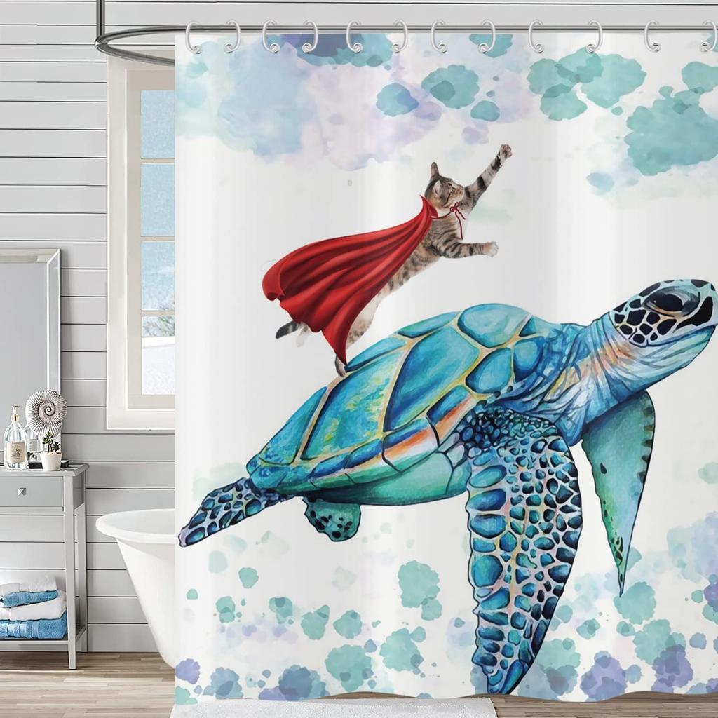Funny Cute Puppy Animal Pattern Shower Curtain 180x 180cm, Kids Bathroom Decorative Shower Curtain Waterproof