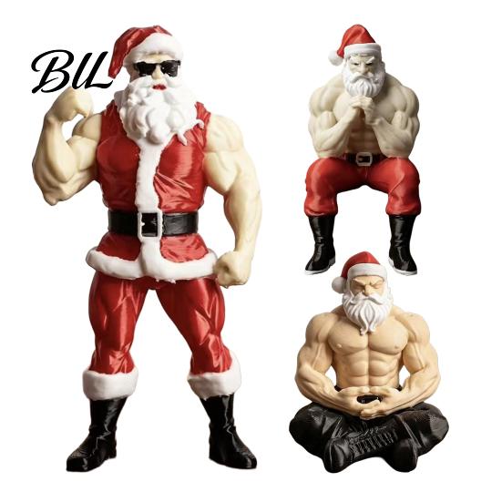 Funny Office Christmas Gifts Muscular Santa Claus Figurine, Hilarious Resin Strong Statue, Novelty Durable Sculpture Collectible Desktop Ornament for