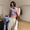 2025 Korean Style Solid Color Slim Fit Women's Short Sleeve T-Shirt