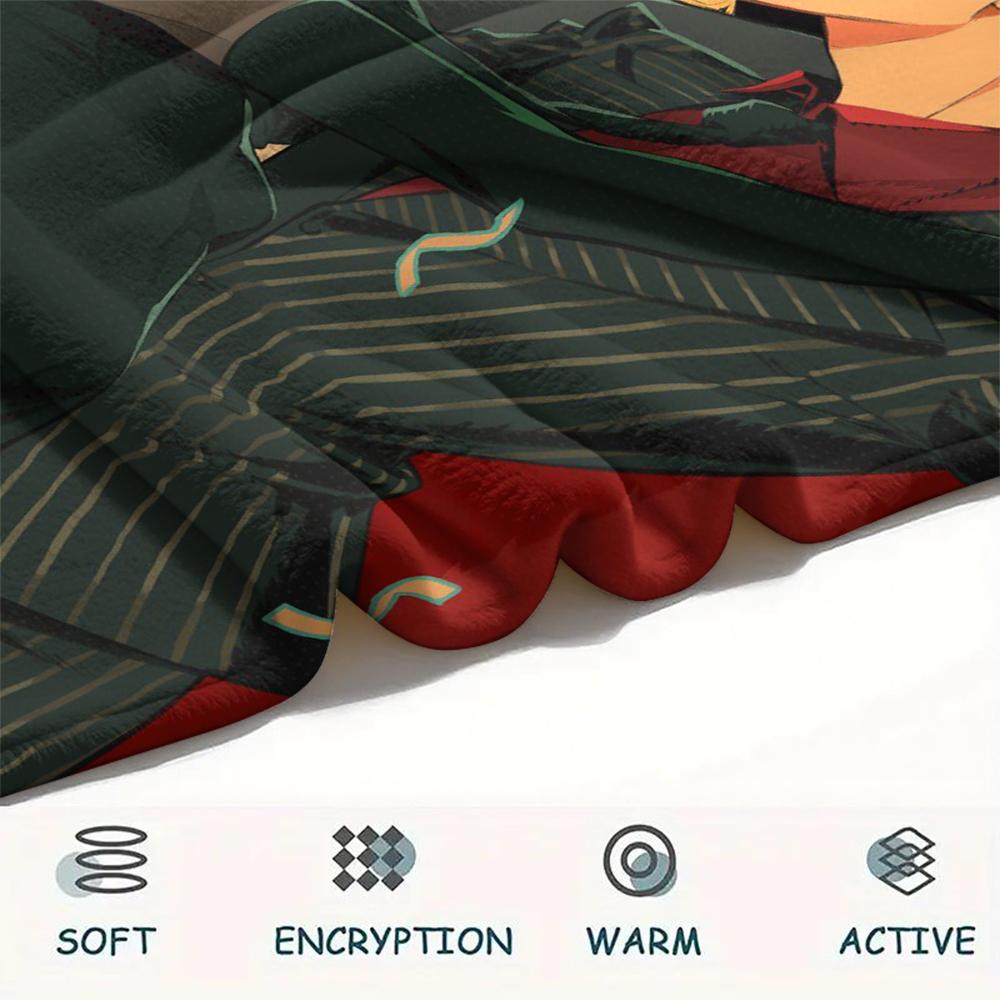 1PC Soul Eater Print Flannel Blanket, High quality Comfortable for All Seasons, Home Decor, Warmth and Comfort, Perfect for Christmas Gifts172