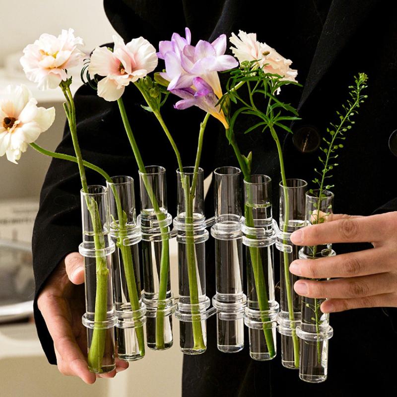 Klappvase, Wasserpflanzenvase, Klappblumenvase, Reagenzglas aus klarem Glas, hängender Blumenhalter für die Inneneinrichtung