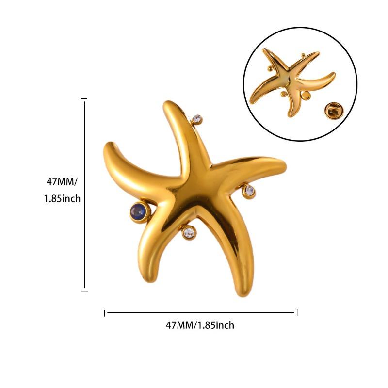 

Accessories Christmas Trend Stainless Steel Starfish Brooch Women s Simple Versatile Sweater Color Zircon Brooch